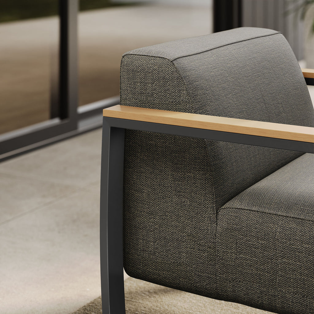 Sauve Outdoor Patio Aluminum and Fabric Armchair - Charcoal Smoke