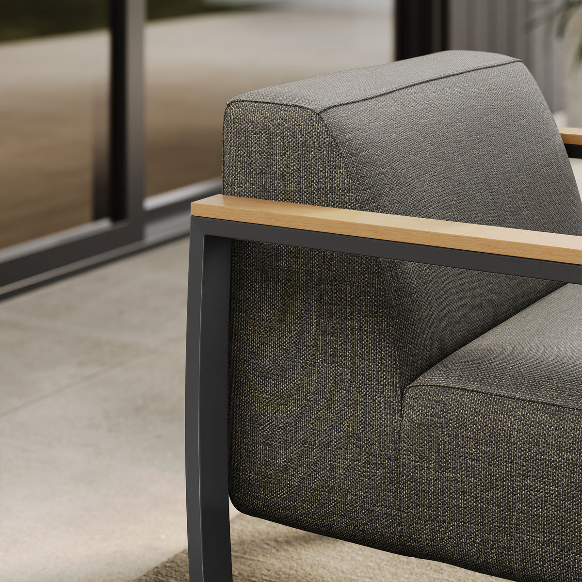 Sauve Outdoor Patio Aluminum and Fabric Armchair - Charcoal Smoke