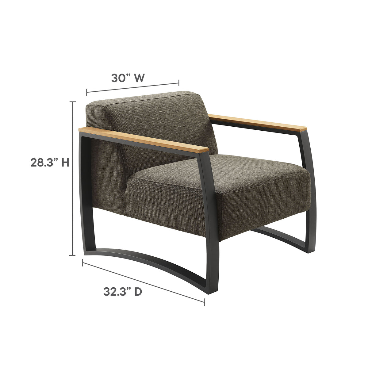 Sauve Outdoor Patio Aluminum and Fabric Armchair - Charcoal Smoke