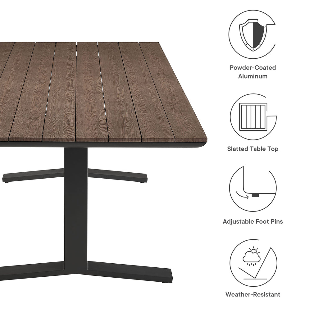 Gavelston 91" Outdoor Patio Aluminum Dining Table - Gray Wash Charcoal Gray