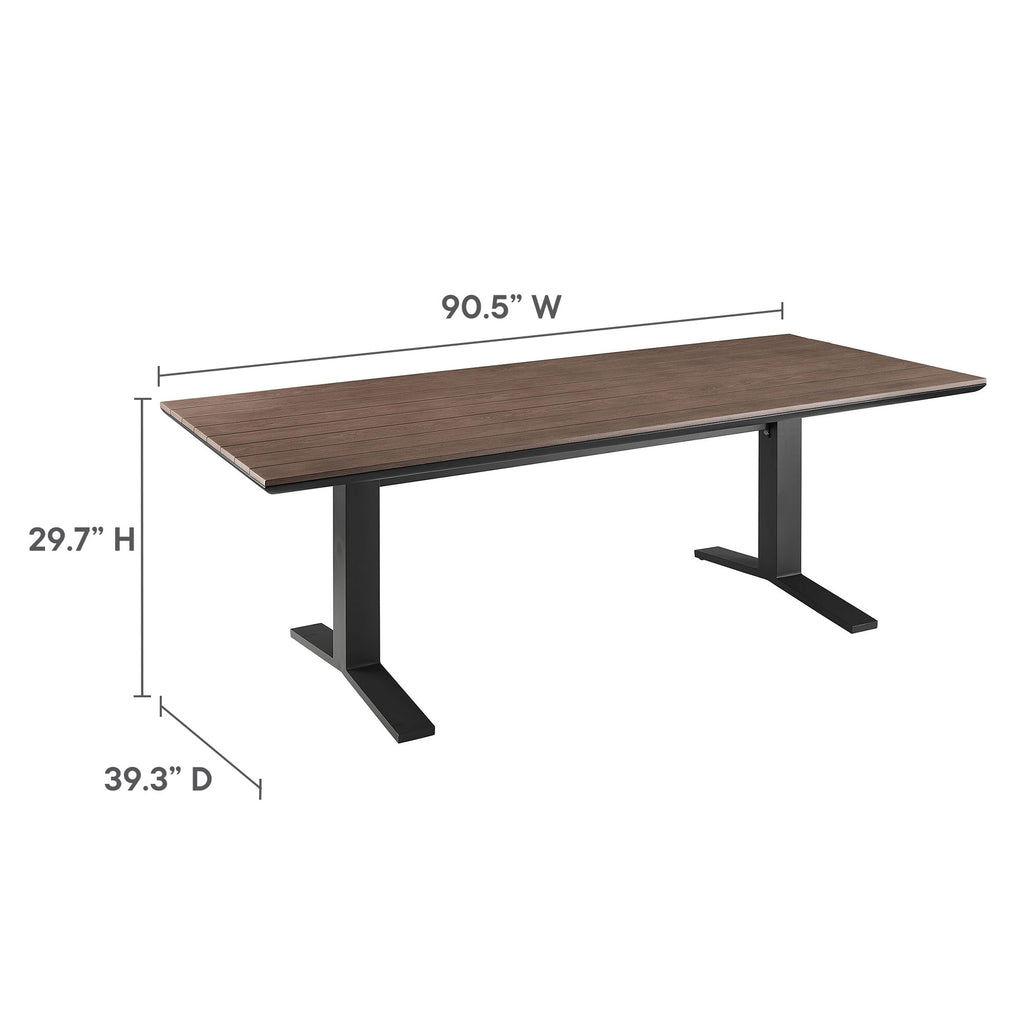 Gavelston 91" Outdoor Patio Aluminum Dining Table - Gray Wash Charcoal Gray