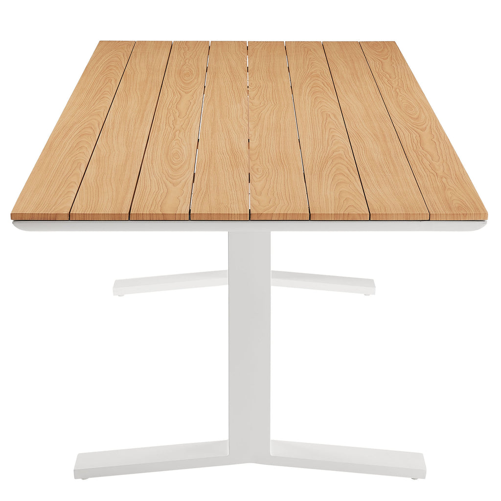 Gavelston 91" Outdoor Patio Aluminum Dining Table - Natural White