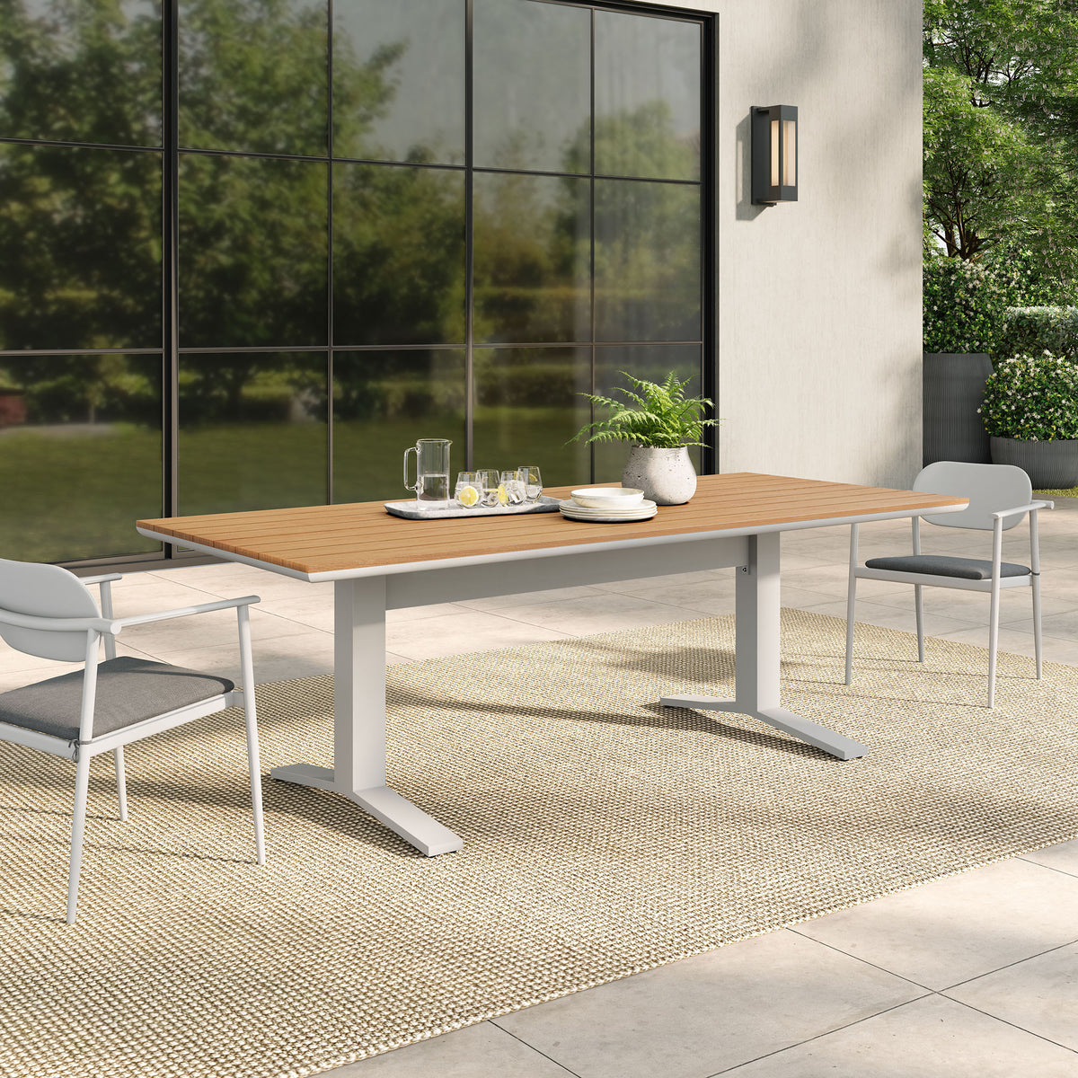 Gavelston 91" Outdoor Patio Aluminum Dining Table - Natural White