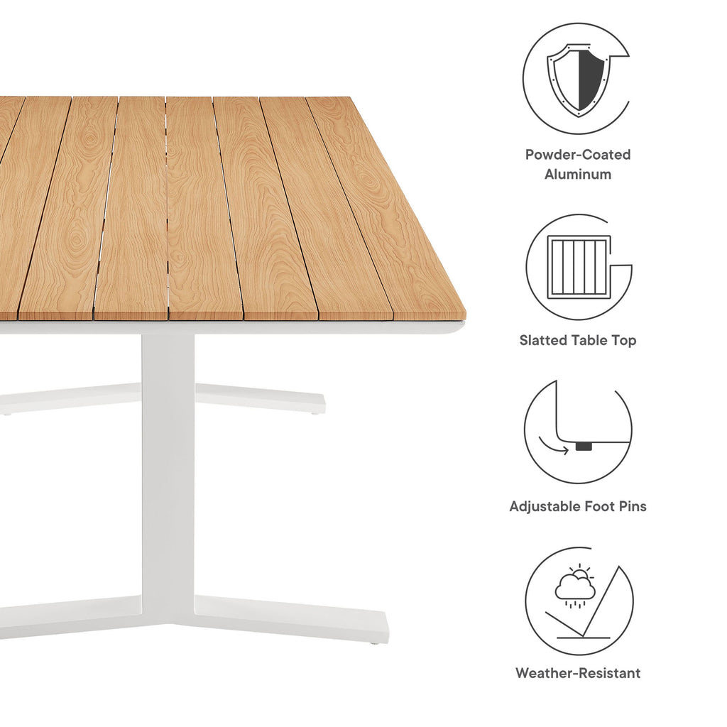 Gavelston 91" Outdoor Patio Aluminum Dining Table - Natural White
