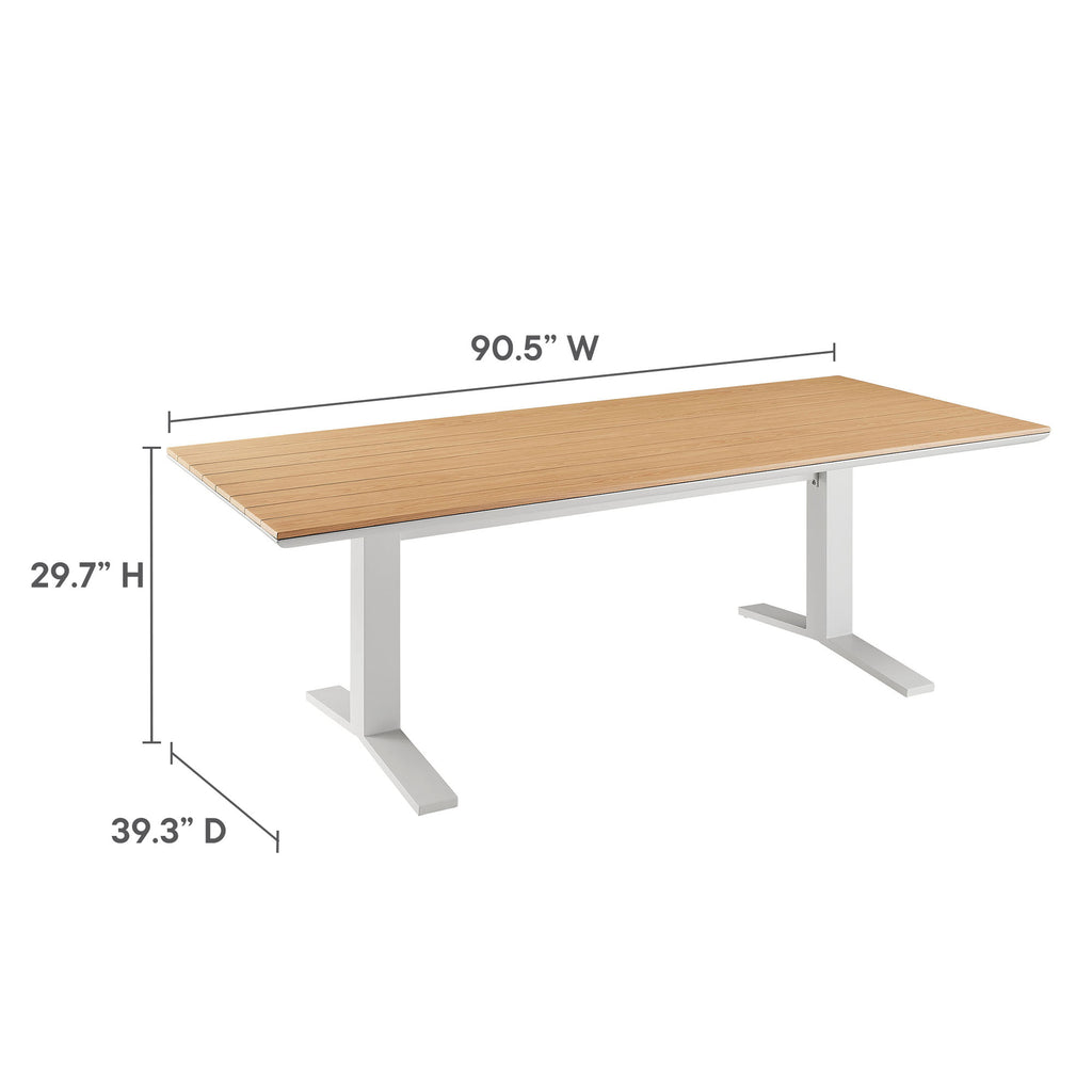 Gavelston 91" Outdoor Patio Aluminum Dining Table - Natural White