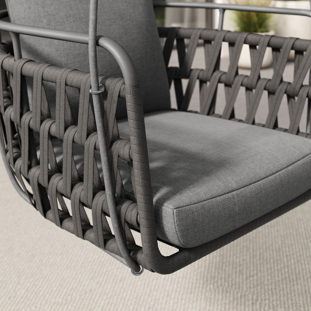 Kaliah Outdoor Patio Aluminum Swing Chair - Charcoal Charcoal