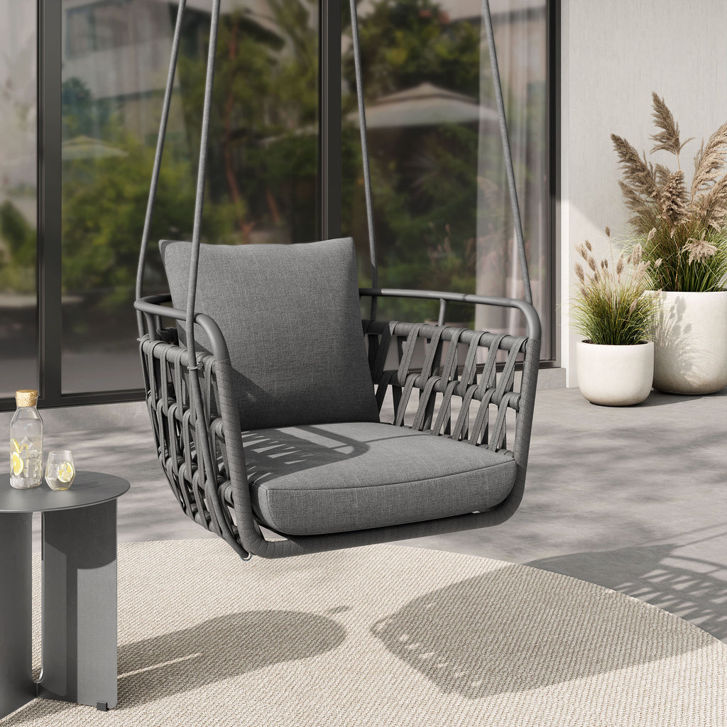 Kaliah Outdoor Patio Aluminum Swing Chair - Charcoal Charcoal