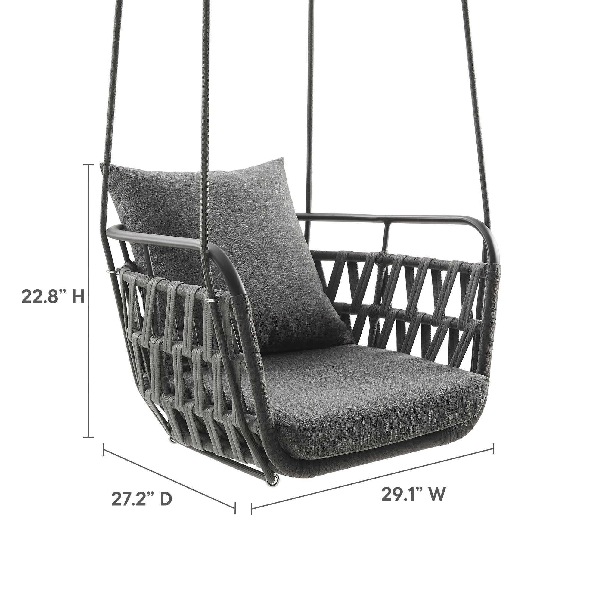 Kaliah Outdoor Patio Aluminum Swing Chair - Charcoal Charcoal