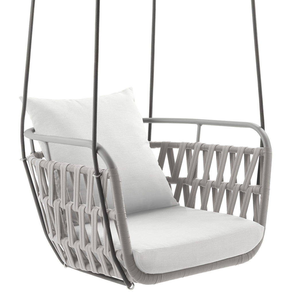 Kaliah Outdoor Patio Aluminum Swing Chair - Light Gray White