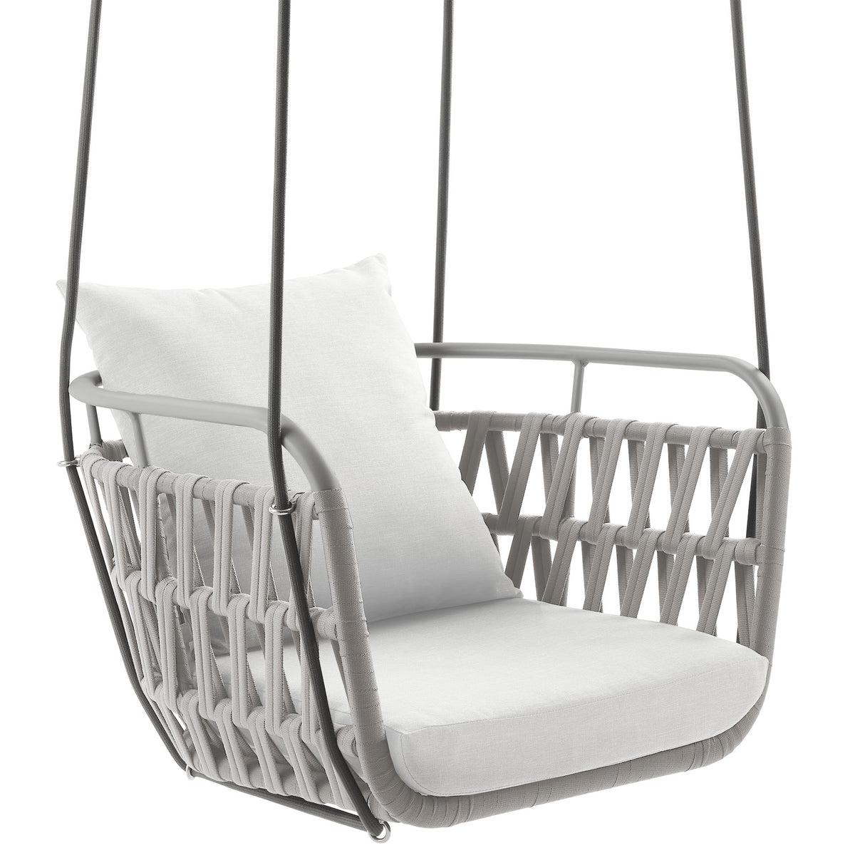 Kaliah Outdoor Patio Aluminum Swing Chair - Light Gray White