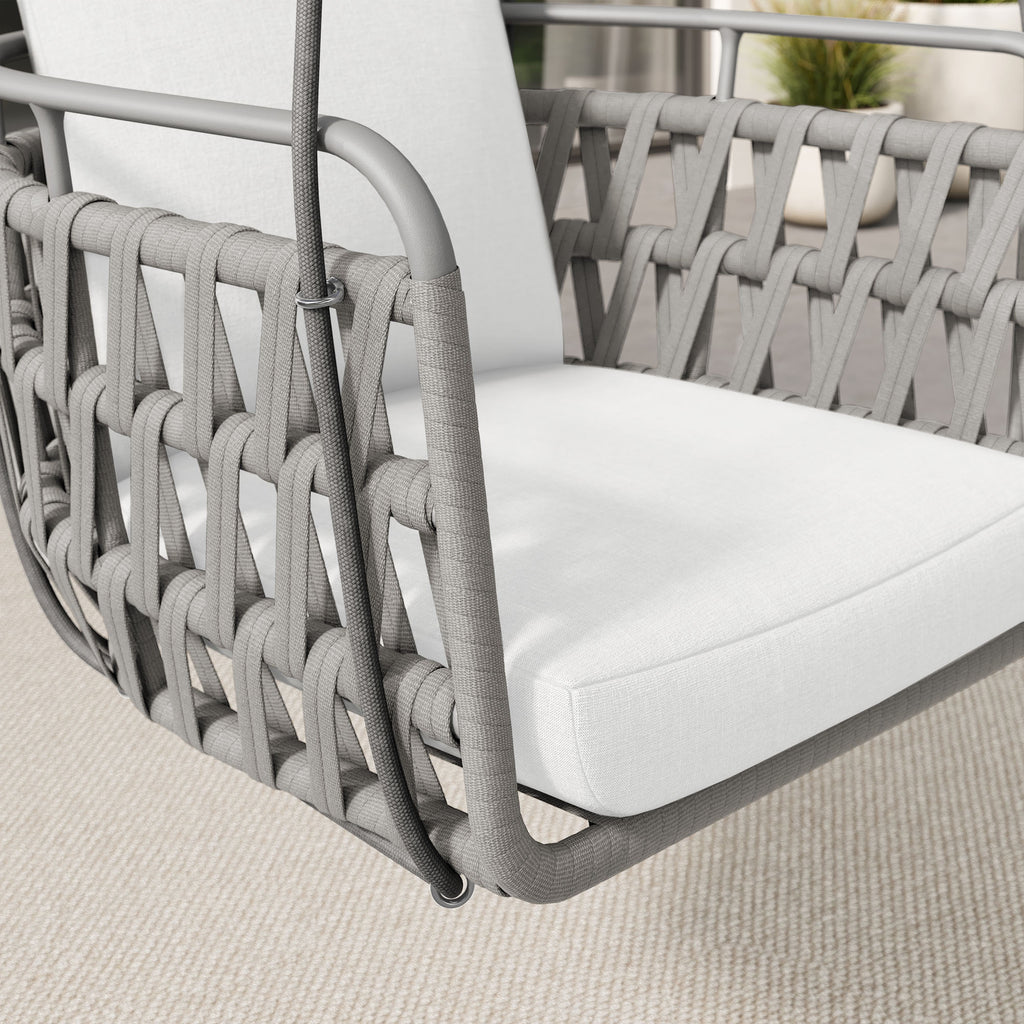 Kaliah Outdoor Patio Aluminum Swing Chair - Light Gray White