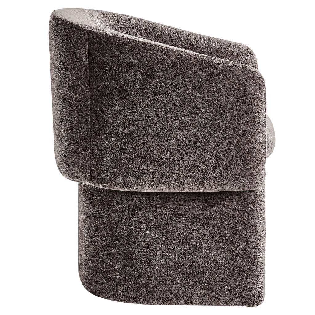 Verity Barrel Back Chenille Dining Armchair - Chocolate Brown