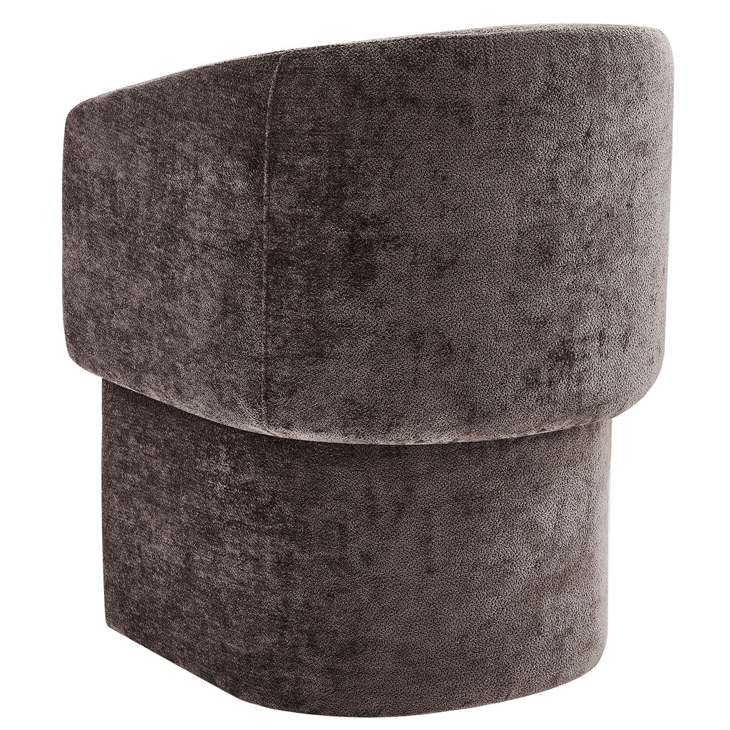 Verity Barrel Back Chenille Dining Armchair - Chocolate Brown