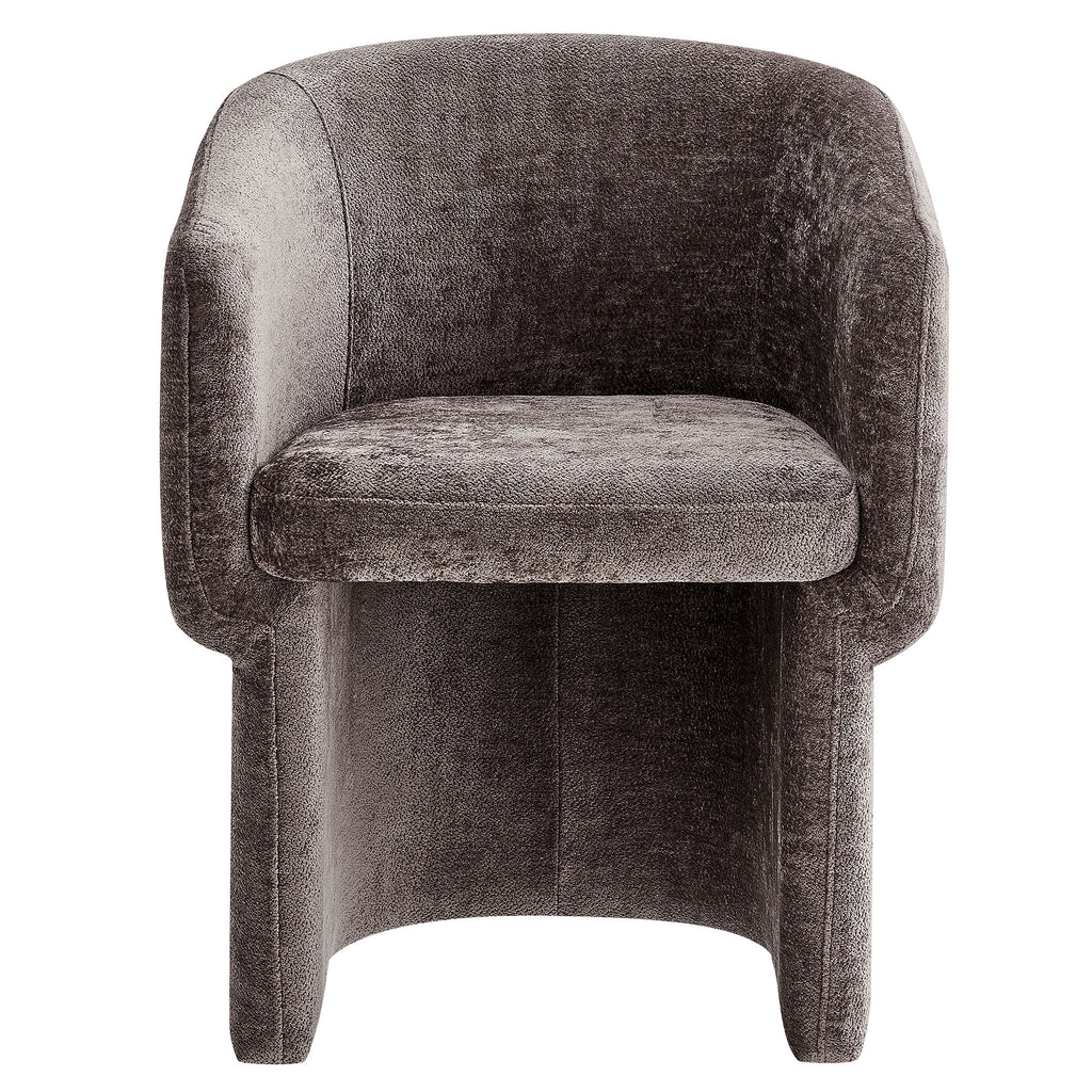 Verity Barrel Back Chenille Dining Armchair - Chocolate Brown