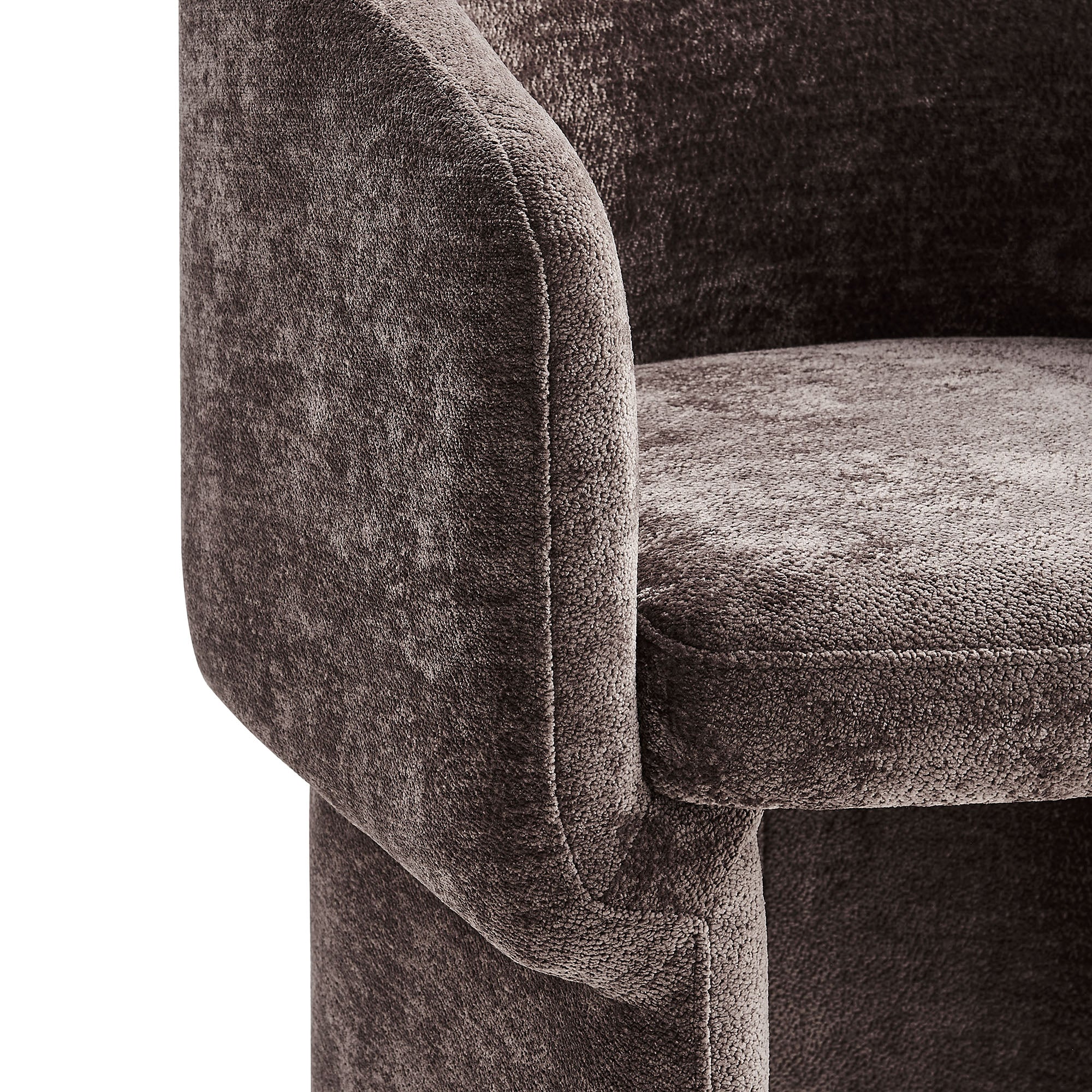 Verity Barrel Back Chenille Dining Armchair - Chocolate Brown