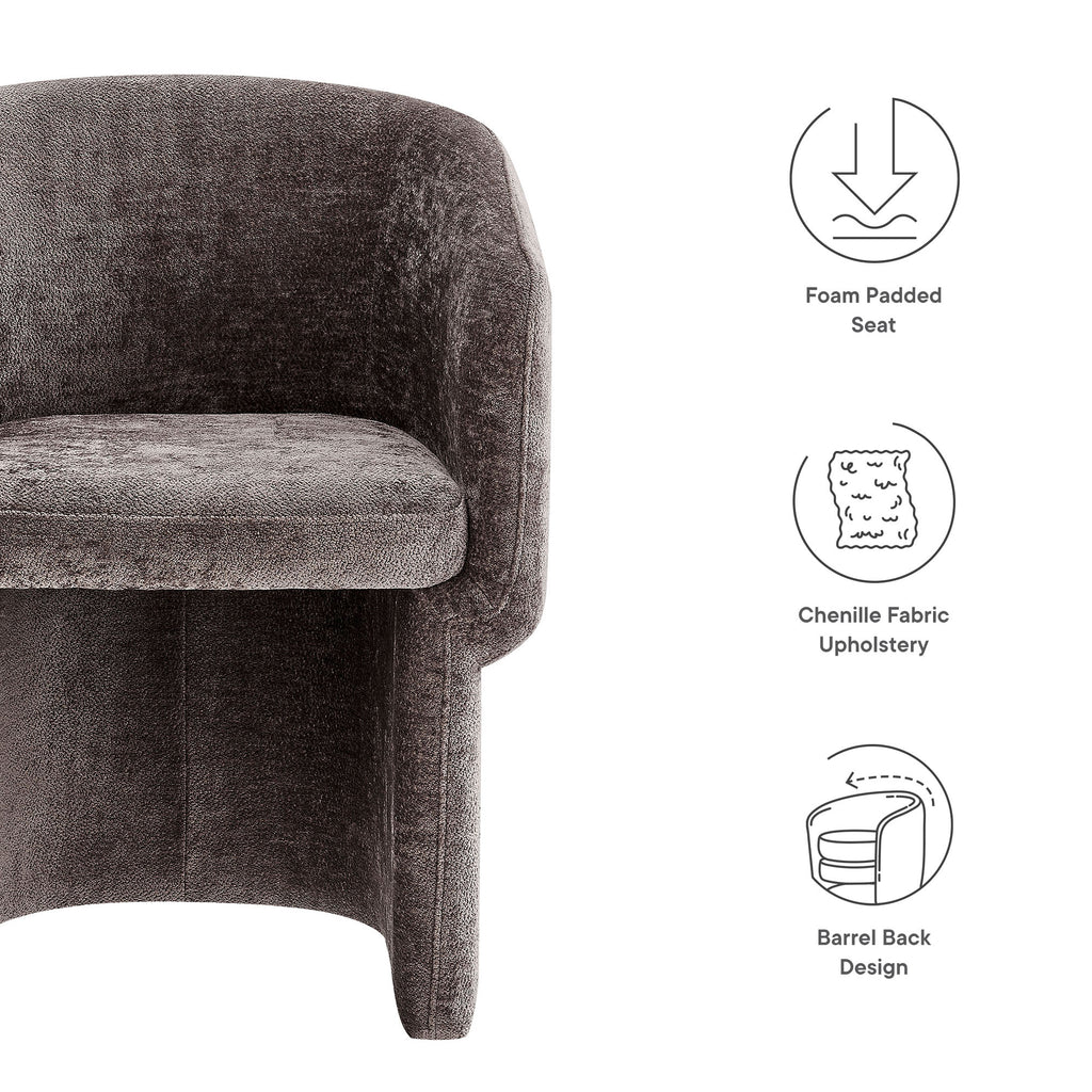 Verity Barrel Back Chenille Dining Armchair - Chocolate Brown