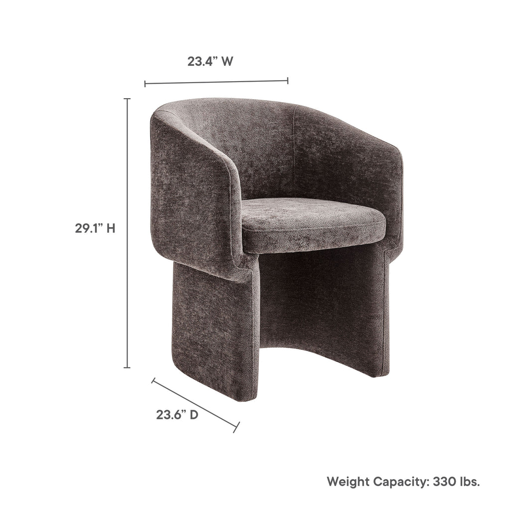 Verity Barrel Back Chenille Dining Armchair - Chocolate Brown