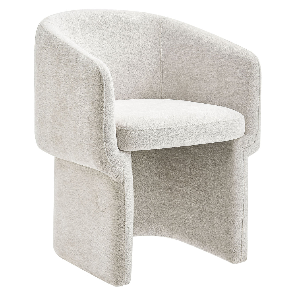 Verity Barrel Back Chenille Dining Armchair - Ivory