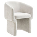 Verity Barrel Back Chenille Dining Armchair - Ivory