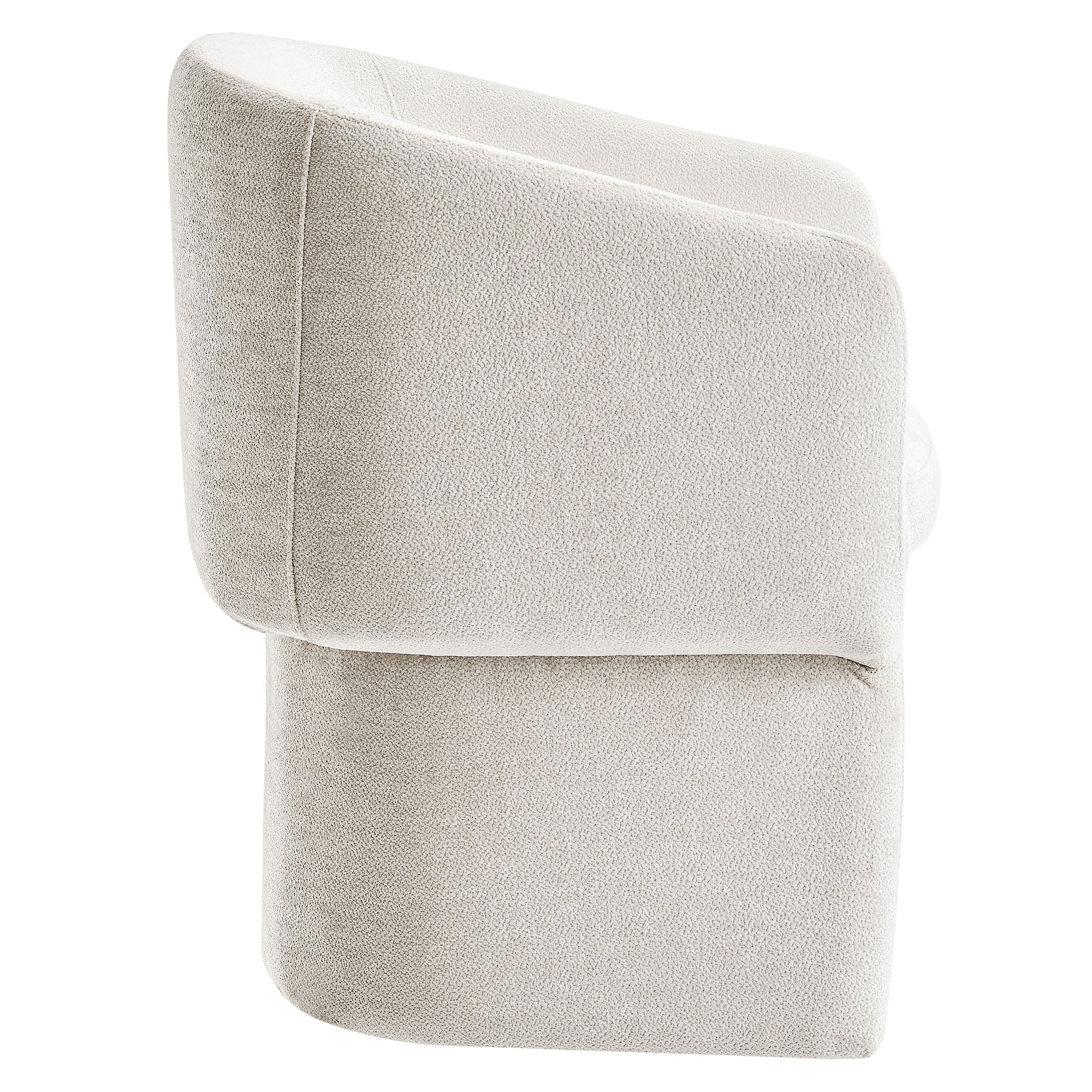 Verity Barrel Back Chenille Dining Armchair - Ivory