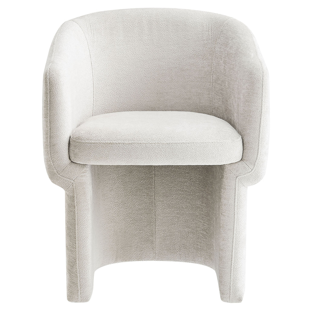 Verity Barrel Back Chenille Dining Armchair - Ivory