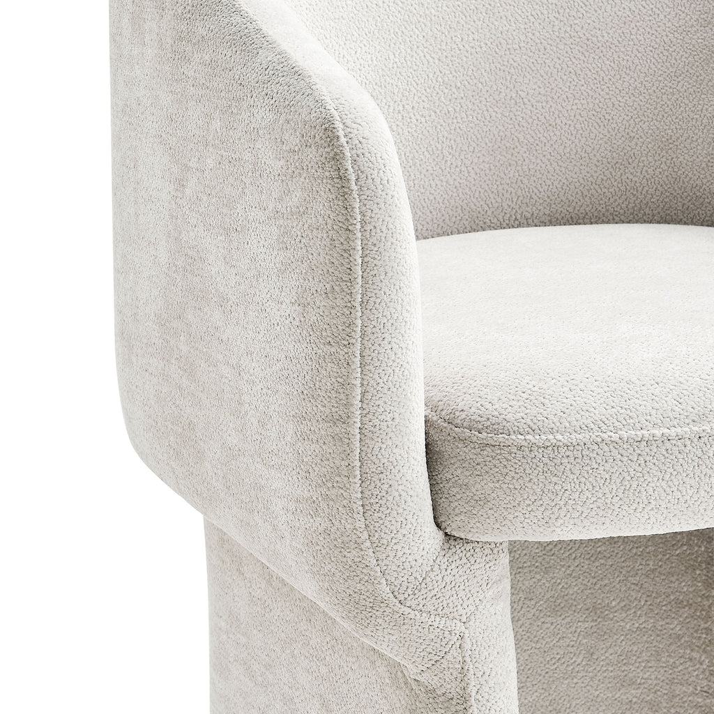 Verity Barrel Back Chenille Dining Armchair - Ivory