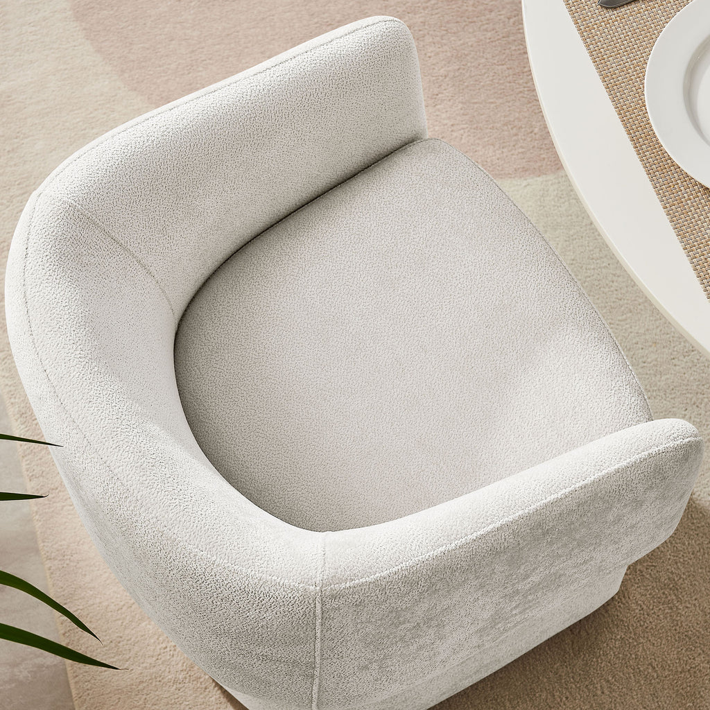 Verity Barrel Back Chenille Dining Armchair - Ivory