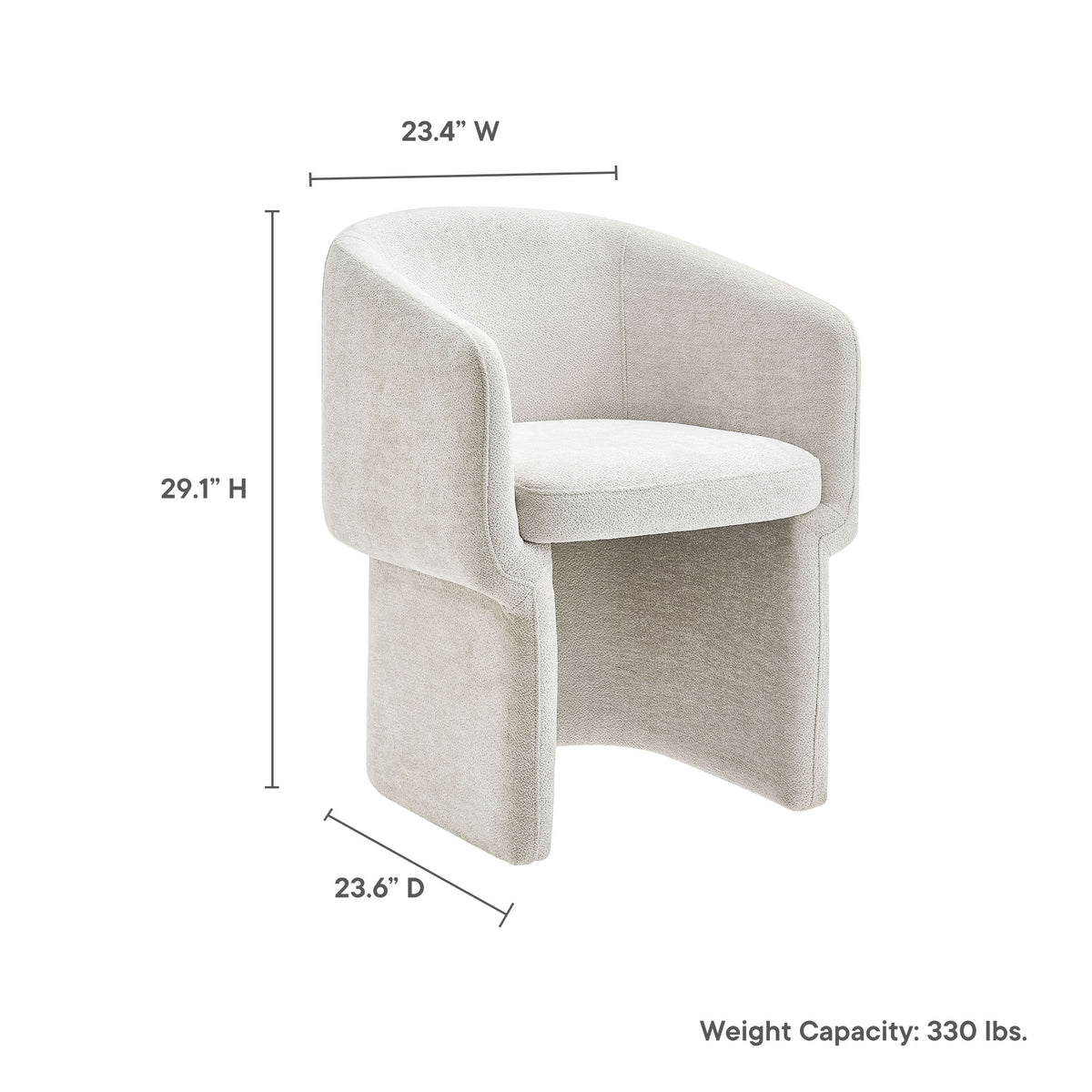 Verity Barrel Back Chenille Dining Armchair - Ivory