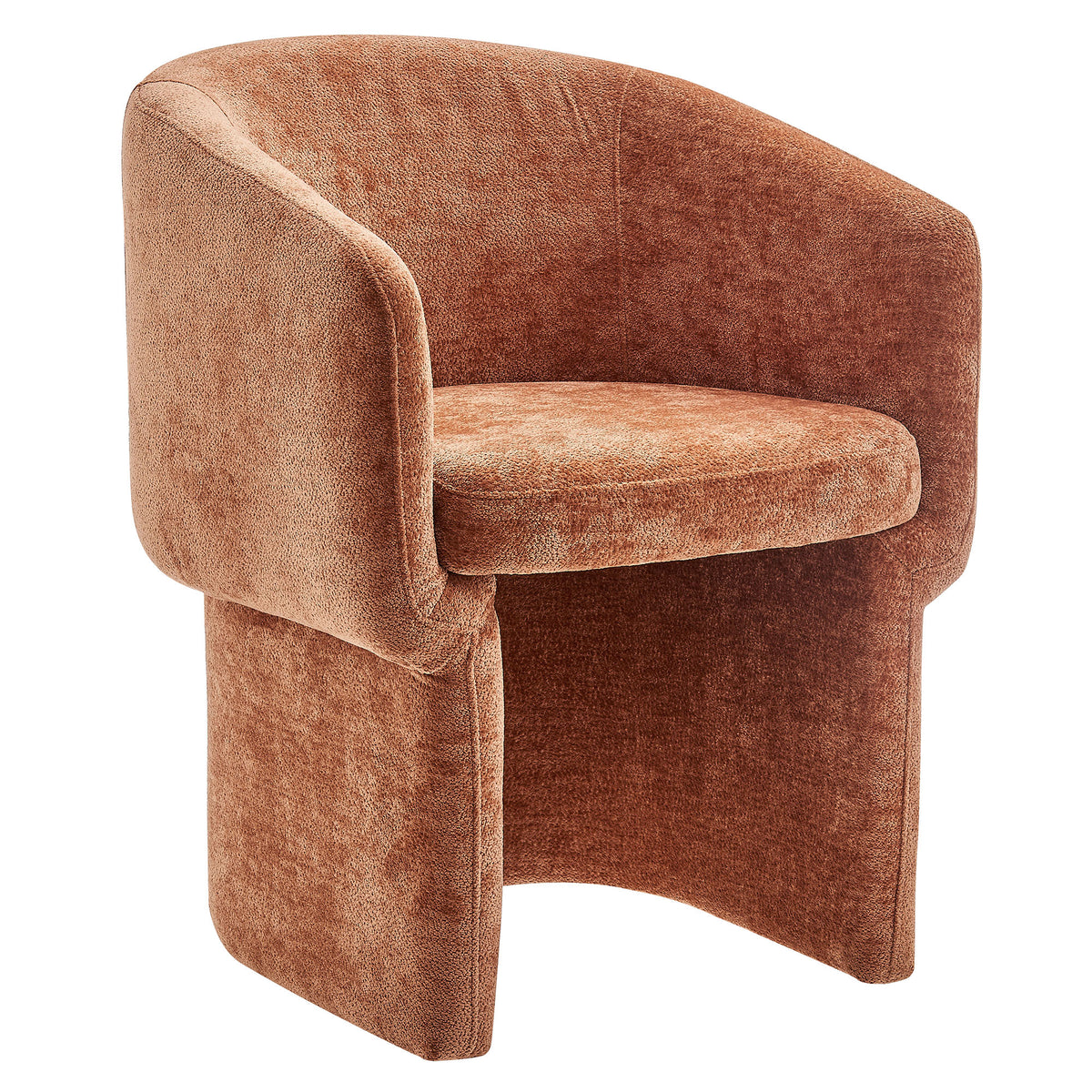Verity Barrel Back Chenille Dining Armchair - Rust