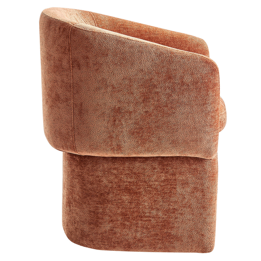 Verity Barrel Back Chenille Dining Armchair - Rust
