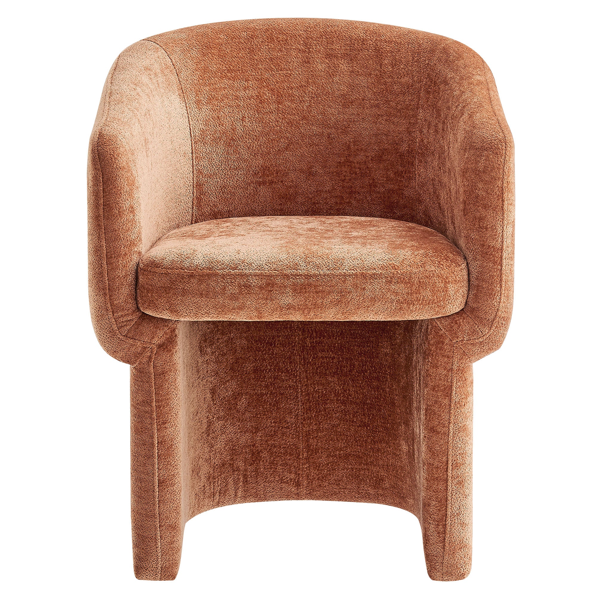 Verity Barrel Back Chenille Dining Armchair - Rust