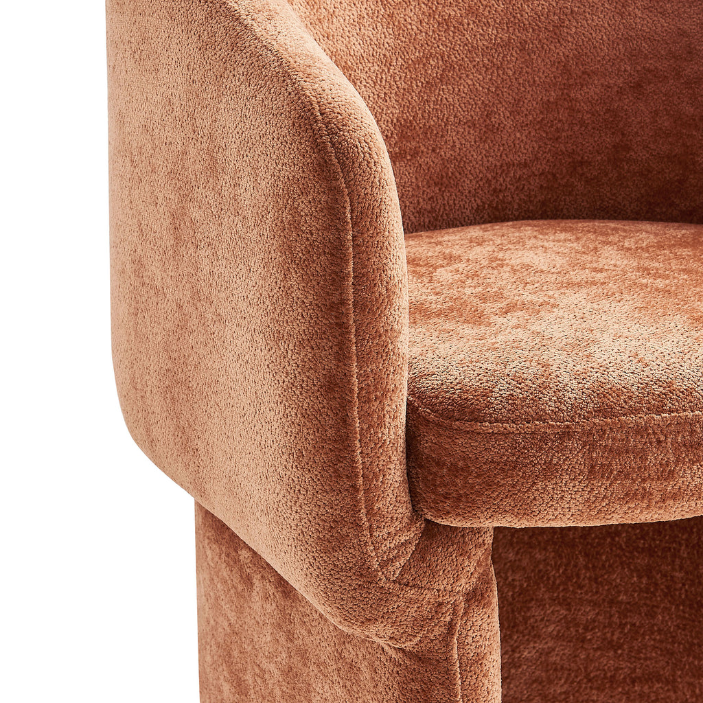 Verity Barrel Back Chenille Dining Armchair - Rust