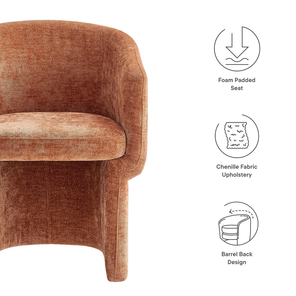 Verity Barrel Back Chenille Dining Armchair - Rust