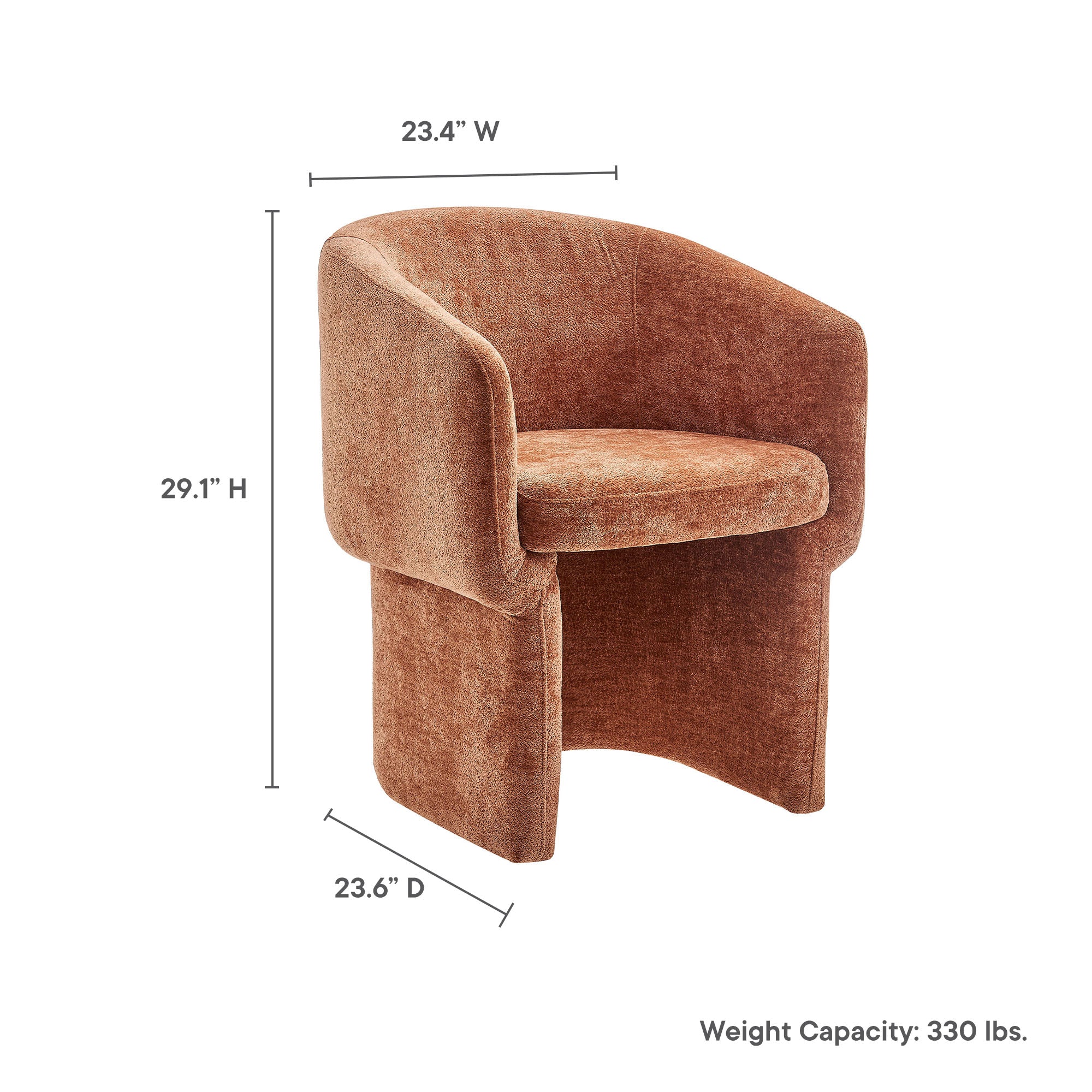 Verity Barrel Back Chenille Dining Armchair - Rust