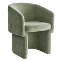 Verity Barrel Back Chenille Dining Armchair - Sage