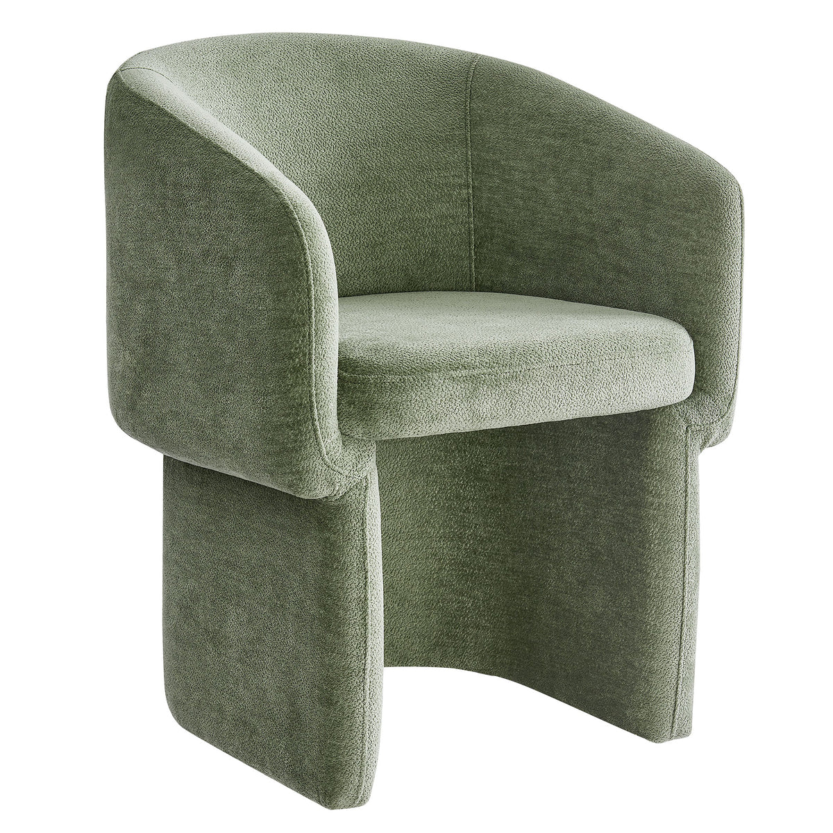 Verity Barrel Back Chenille Dining Armchair - Sage