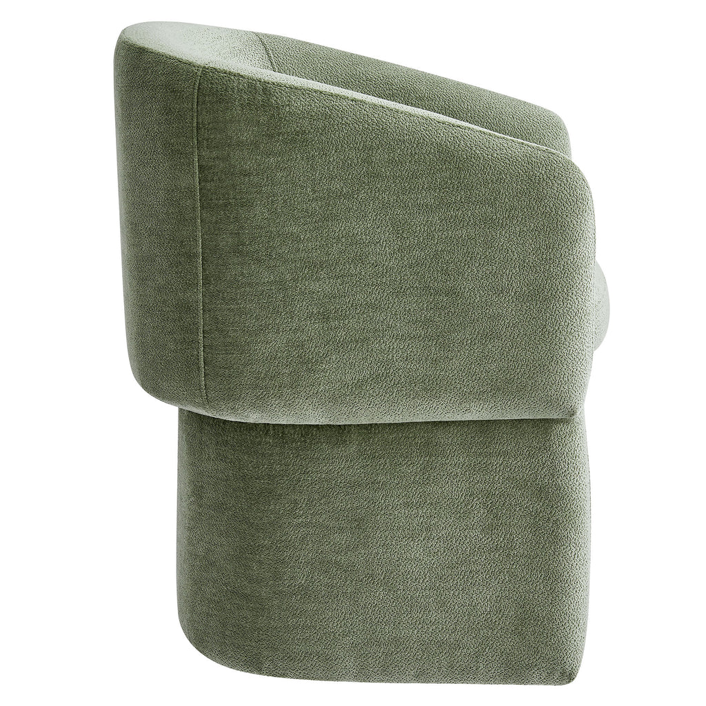 Verity Barrel Back Chenille Dining Armchair - Sage