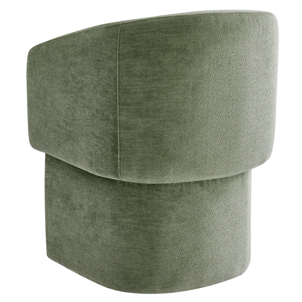 Verity Barrel Back Chenille Dining Armchair - Sage