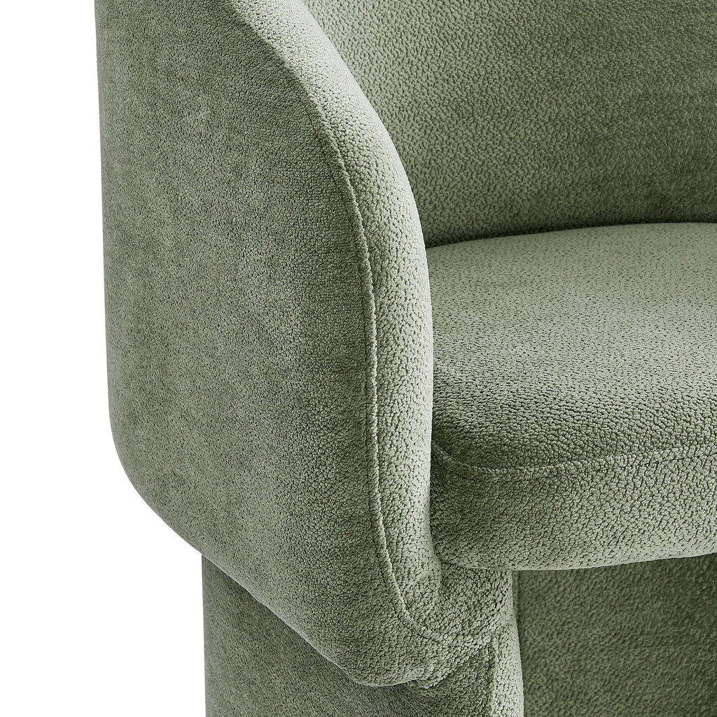 Verity Barrel Back Chenille Dining Armchair - Sage
