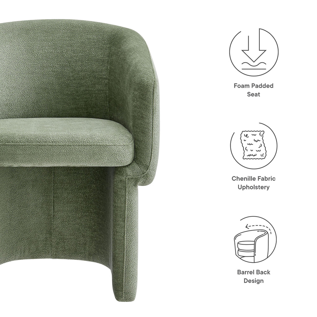 Verity Barrel Back Chenille Dining Armchair - Sage