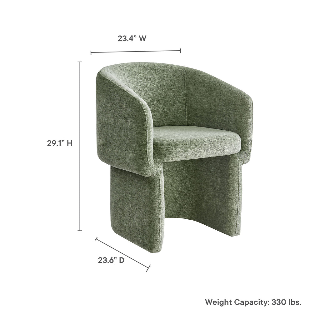 Verity Barrel Back Chenille Dining Armchair - Sage