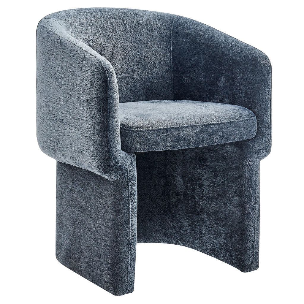 Verity Barrel Back Chenille Dining Armchair - Slate Blue