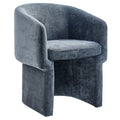 Verity Barrel Back Chenille Dining Armchair - Slate Blue