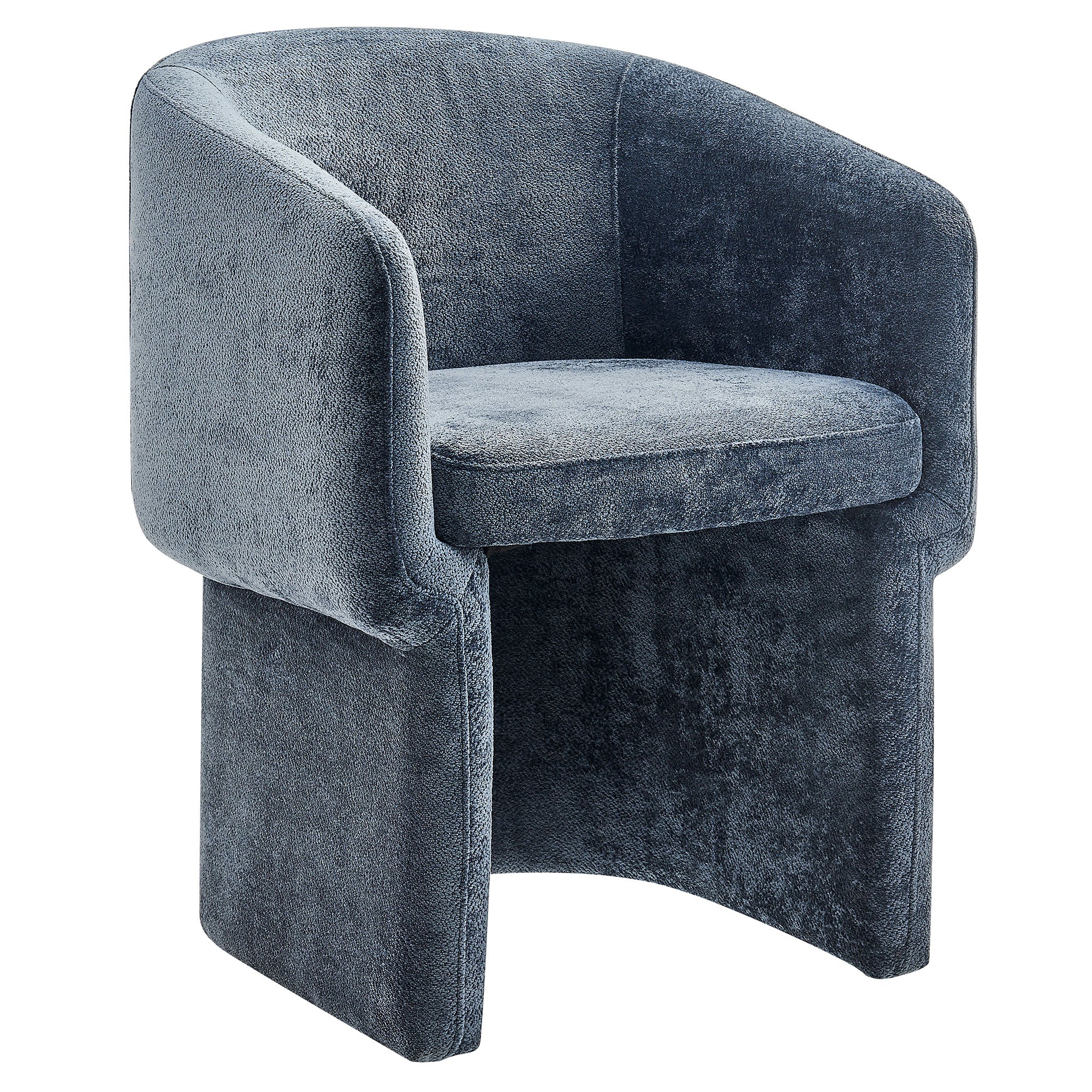Verity Barrel Back Chenille Dining Armchair - Slate Blue