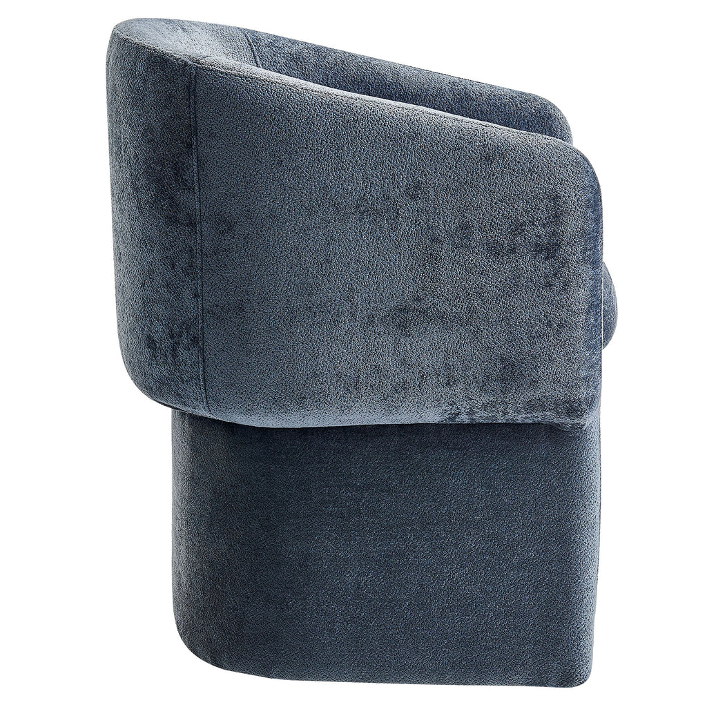 Verity Barrel Back Chenille Dining Armchair - Slate Blue