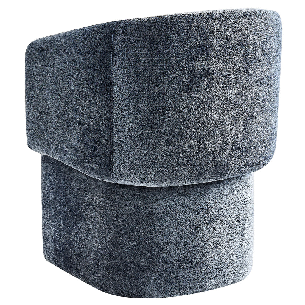 Verity Barrel Back Chenille Dining Armchair - Slate Blue