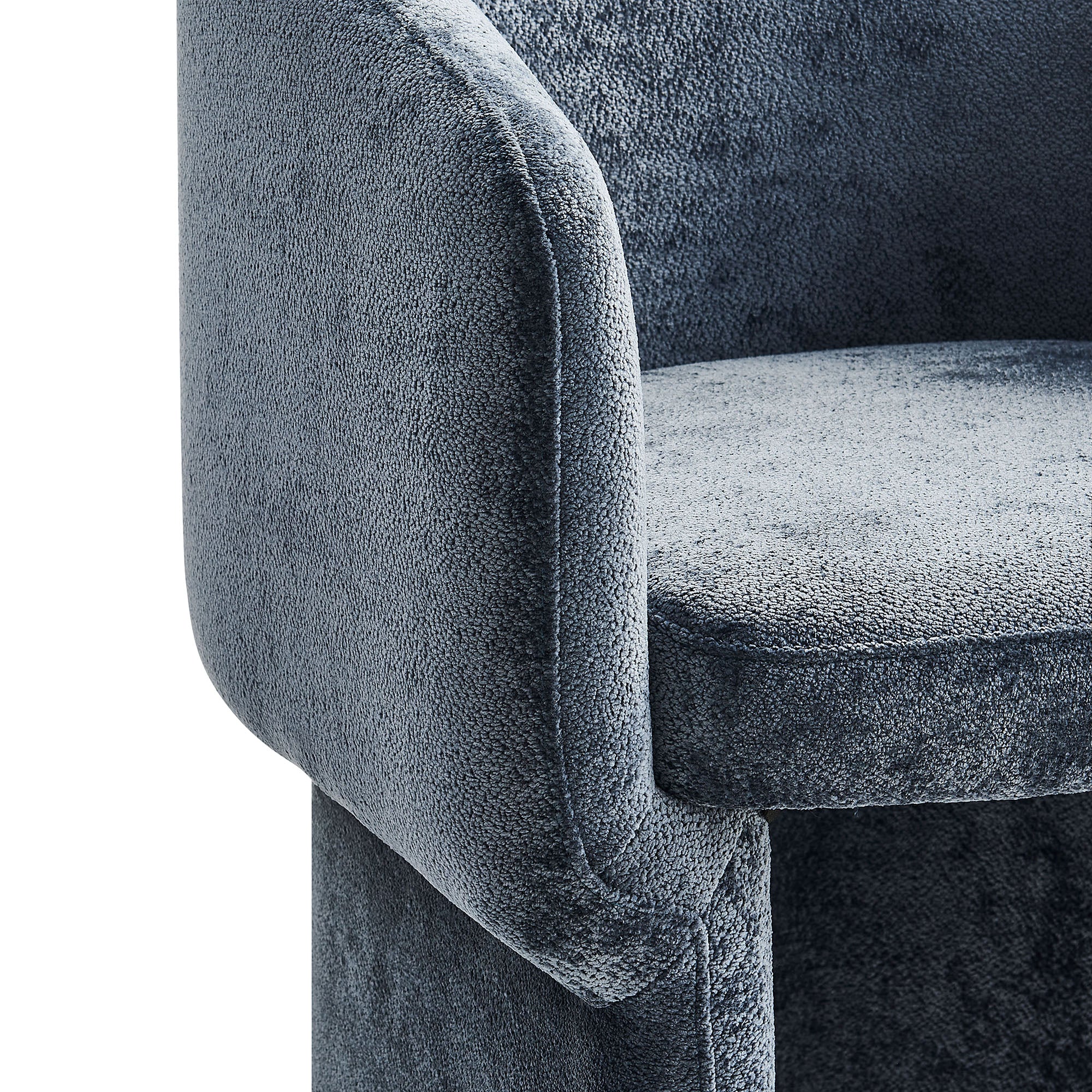 Verity Barrel Back Chenille Dining Armchair - Slate Blue
