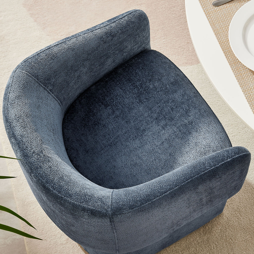 Verity Barrel Back Chenille Dining Armchair - Slate Blue