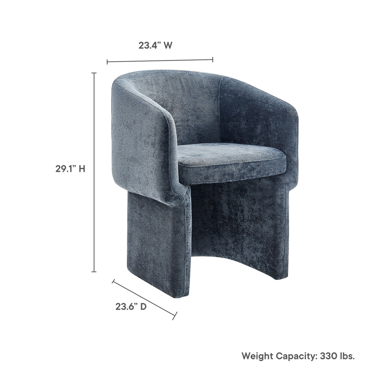 Verity Barrel Back Chenille Dining Armchair - Slate Blue