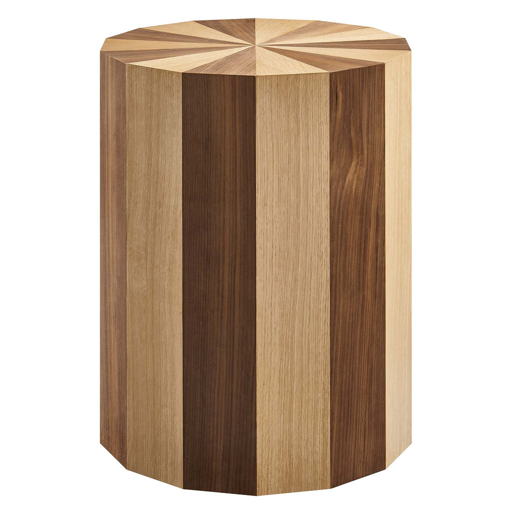 Twirl Two-Toned Wood Veneer Side Table - Oak Walnut